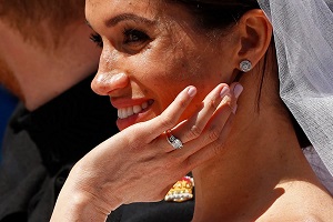 Meghan Markle engagement ring on wedding day prior to upgrade