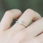 dainty diamond ring in rose gold