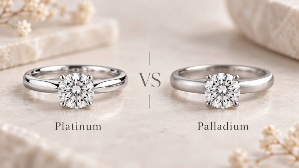 Platinum vs Palladium Solitaire Rings