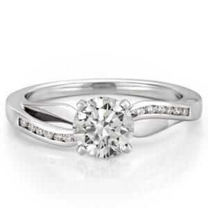 affordable-platinum-ribbon-engagement-ring-with-round-hearts-and-arrows-moissanite