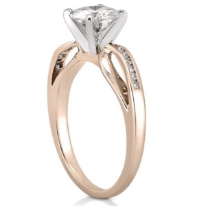 affordable-ribbon-engagement-ring-with-round-hearts-and-arrows-moissanite-in-rose-gold