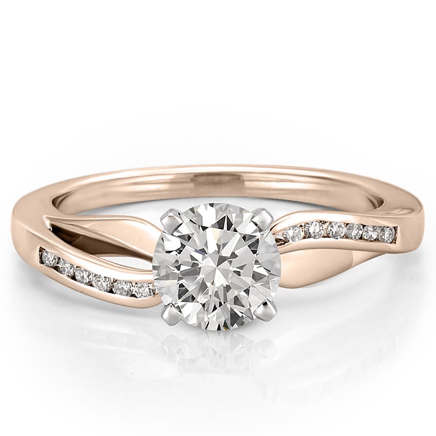 affordable-rose-gold-ribbon-engagement-ring-with-round-hearts-and-arrows-moissanite