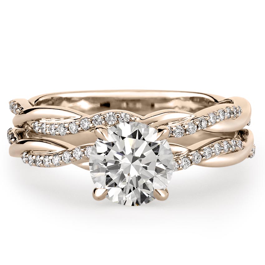 affordable-rose-gold-twist-engagement-ring-set-with-round-hearts-and-arrows-moissanite