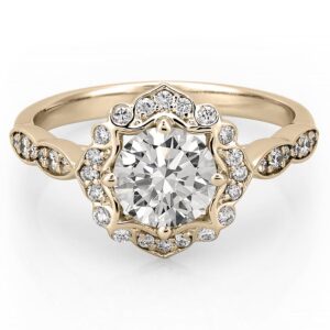 affordable-yellow-gold-floral-halo-engagement-ring-with-round-hearts-and-arrows-moissanite