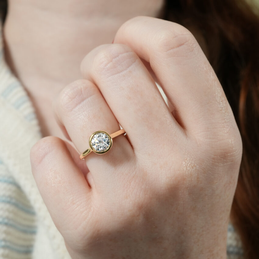bezel engagement ring in lifestyle