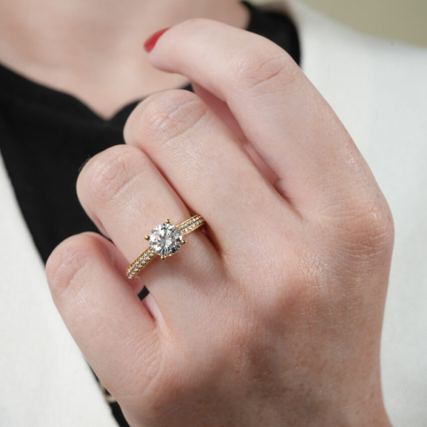 engraved engagement ring in lifestyle