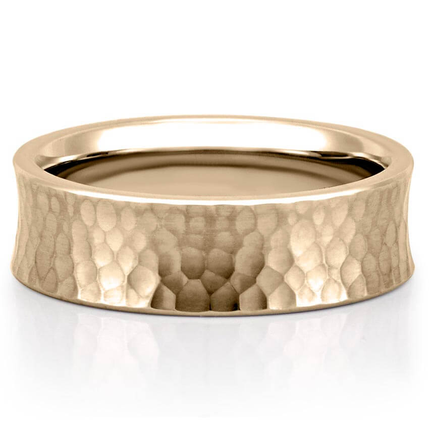 hammered-wedding-band-yellow-gold