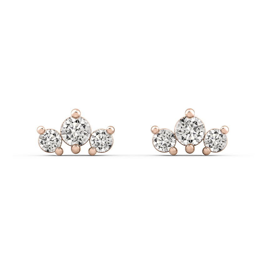 lab-diamond-three-stone-earrings-rose-gold