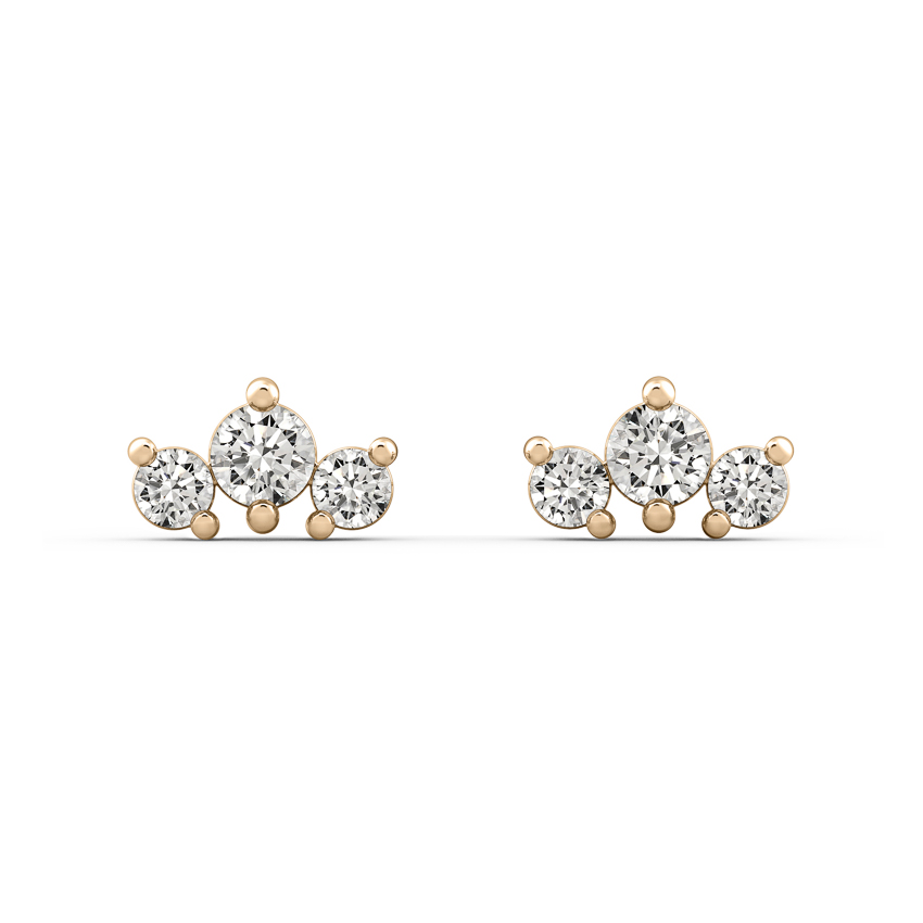 lab-diamond-three-stone-earrings-yellow-gold