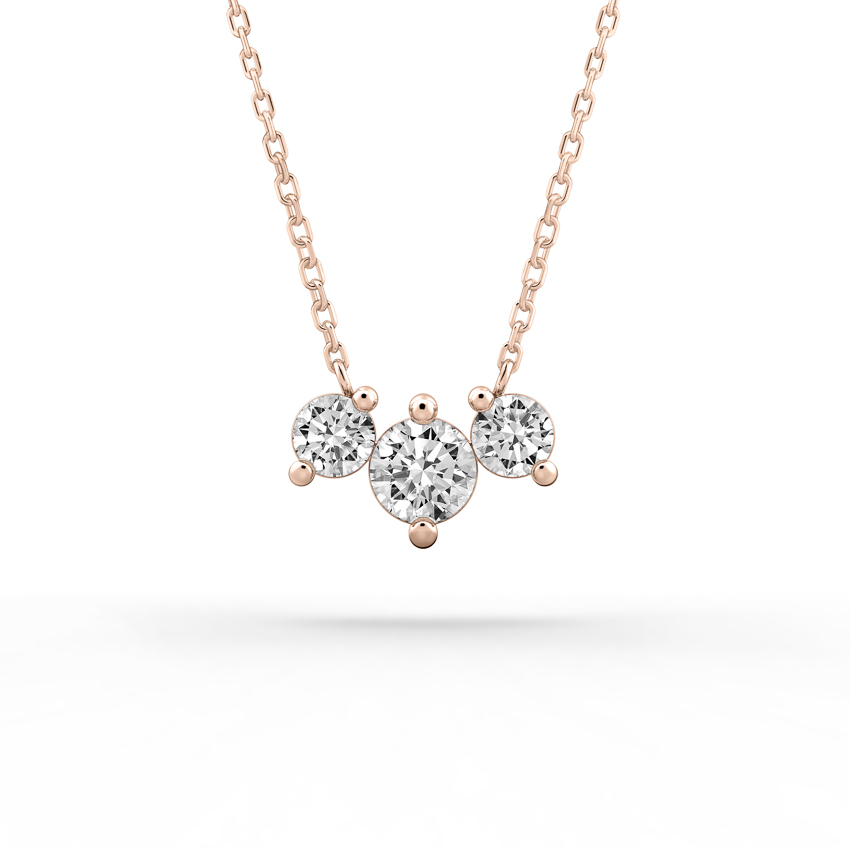 lab-diamond-three-stone-necklace-rose-gold