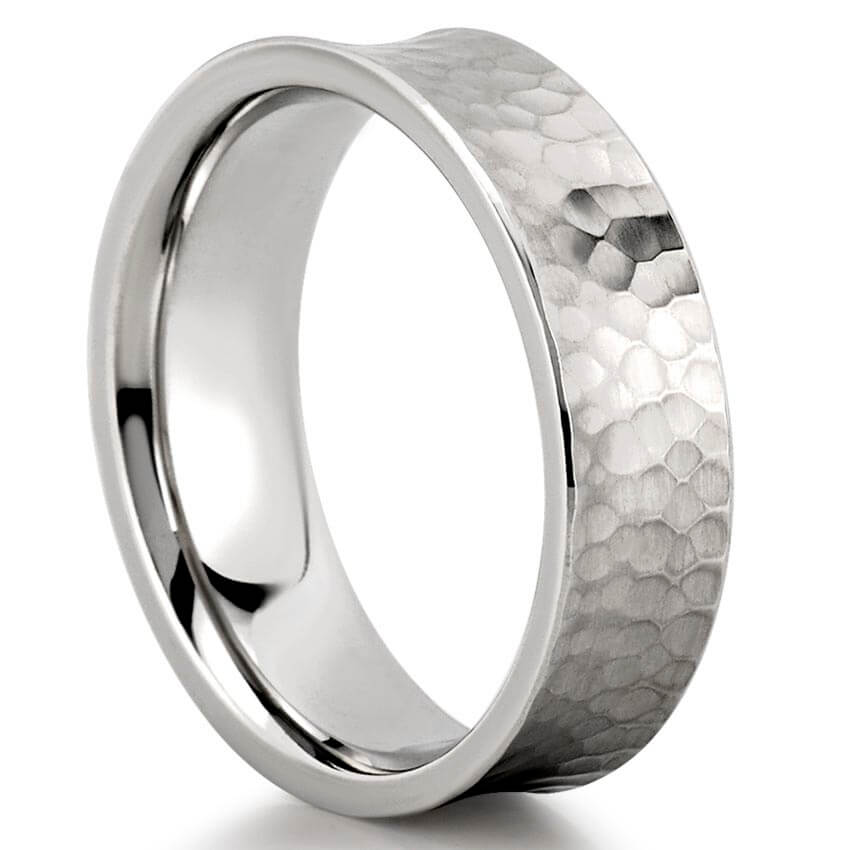 Mens wedding band with hammer finish