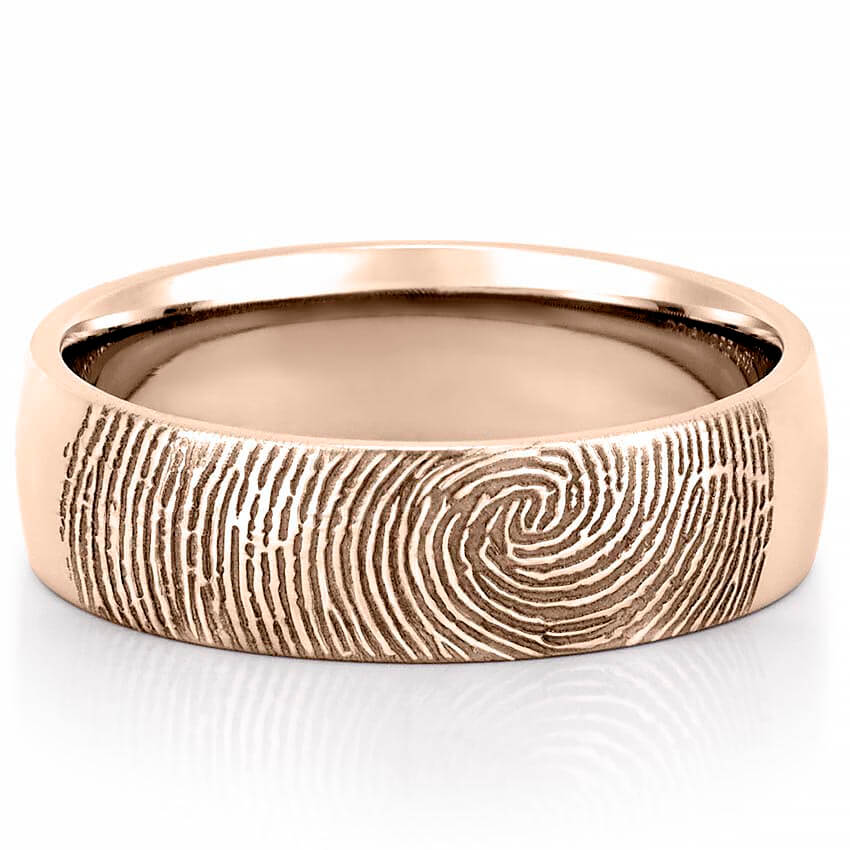 Fingerprint Wedding Band  Men's Fingerprint on Outside of Wedding