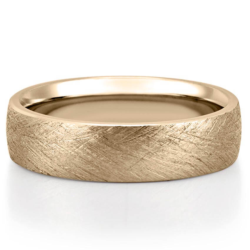 6mm 14k Yellow Gold Mens Wedding Band With Asymmetrical Notch, Hammere –  Point No Point Studio