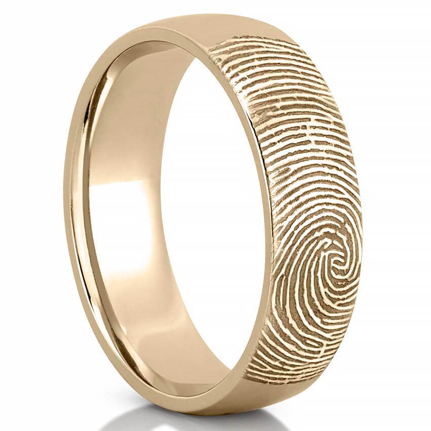 Elegant Fingerprint Engraved Gold Wedding Rings