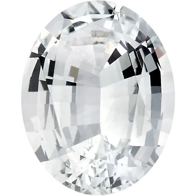 lab created oval white sapphire gemstone