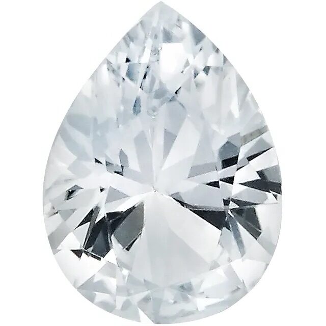 lab created pear white sapphire gemstone