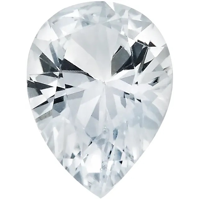 lab created pear white sapphire gemstone