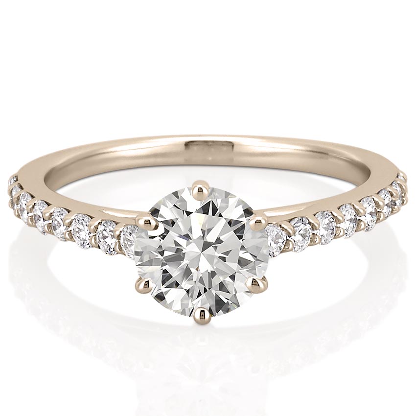 Six Prong Channel Set Diamond Engagement Ring in Yellow Gold