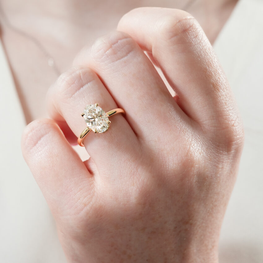 secret halo engagement ring in lifestyle
