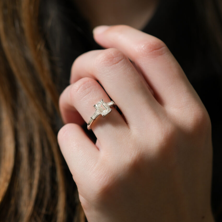 tapered baguette engagement ring lifestyle