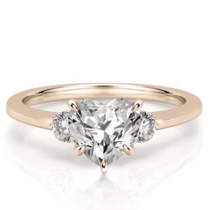 three-stone-heart-engagement-ring in rose gold