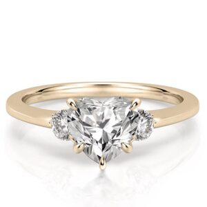 three-stone-heart-engagement-ring in yellow gold