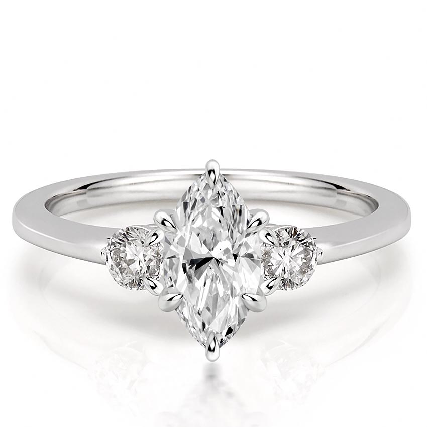 three-stone-marquise-engagement-ring in platinum