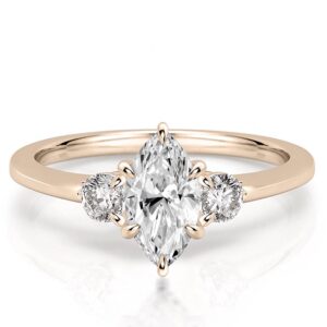 three-stone-marquise-engagement-ring in rose gold