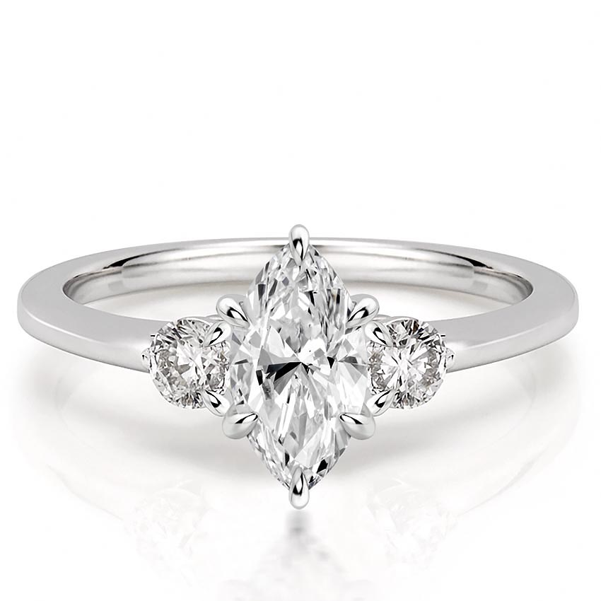 three-stone-marquise-engagement-ring in white gold