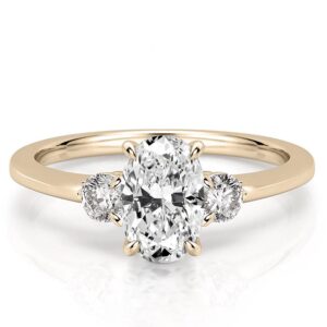 three-stone-oval-engagement-ring in yellow gold