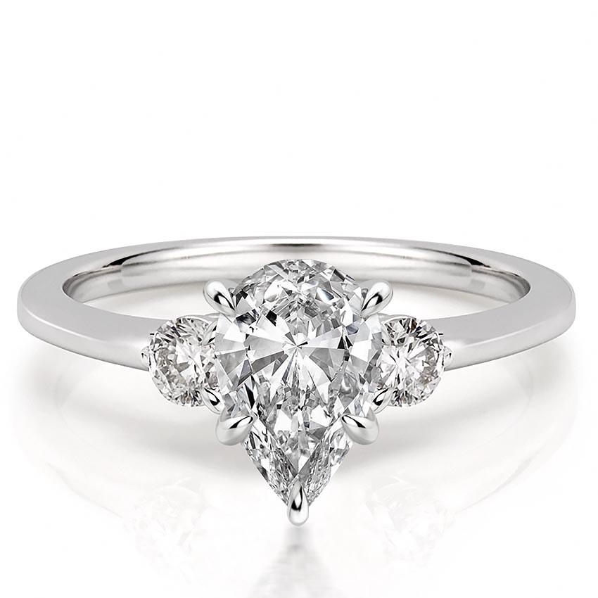 three-stone-pear-engagement-ring in platinum