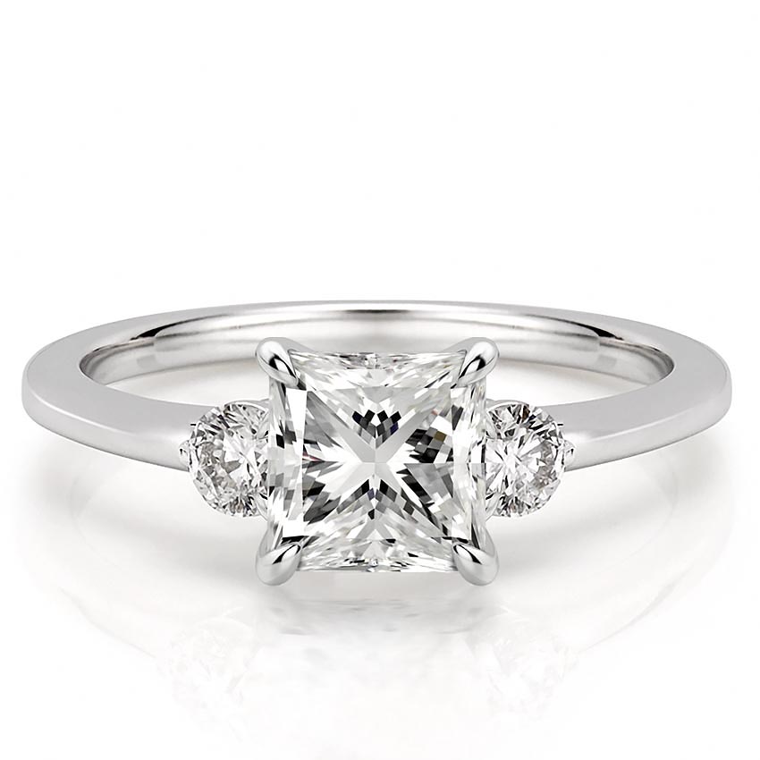 three-stone-princess-engagement-ring in palladium
