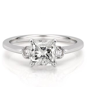 three-stone-princess-engagement-ring in platinum