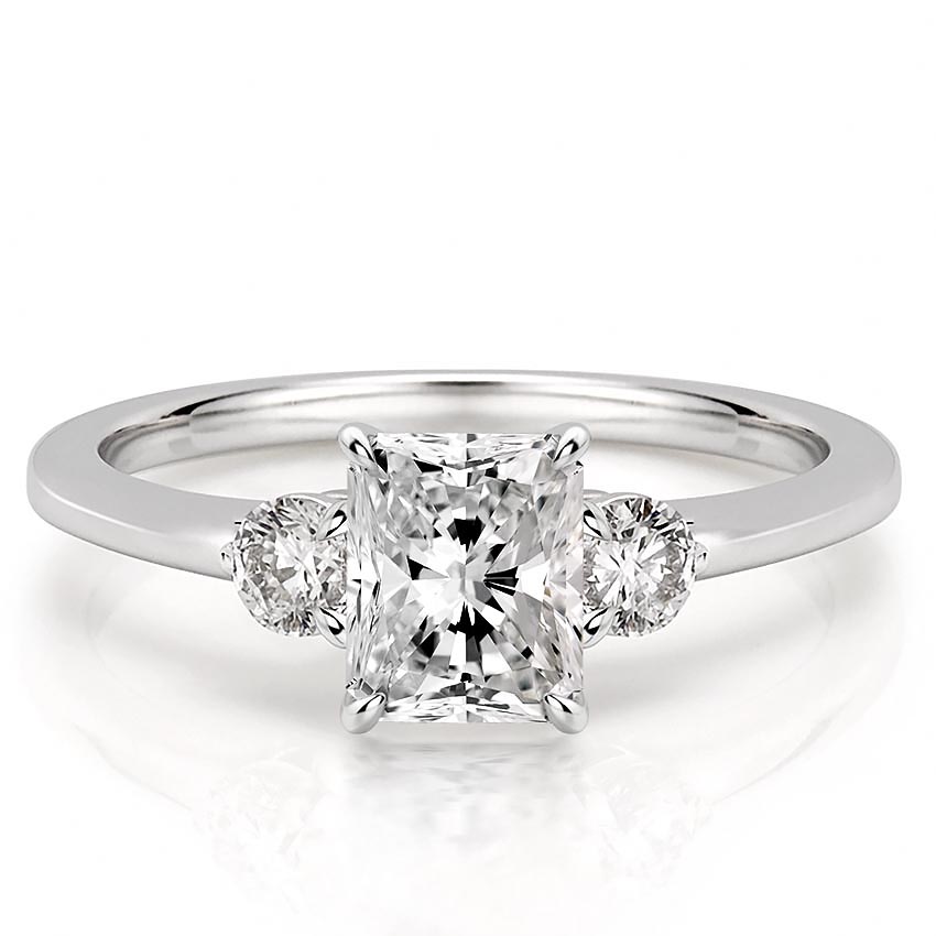 three-stone-radiant-engagement-ring in palladium