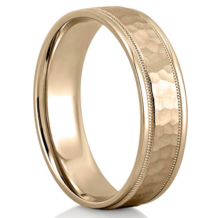 yellow-gold-hammered-milgrain-wedding-ring