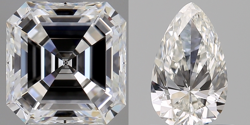 Black Box in an asscher diamond and Weird patterns in a Pear diamond