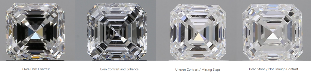 Asscher Cut Quality Comparison Side by Side