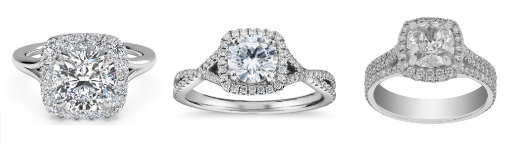 Band styles for Cushion cut engagement rings