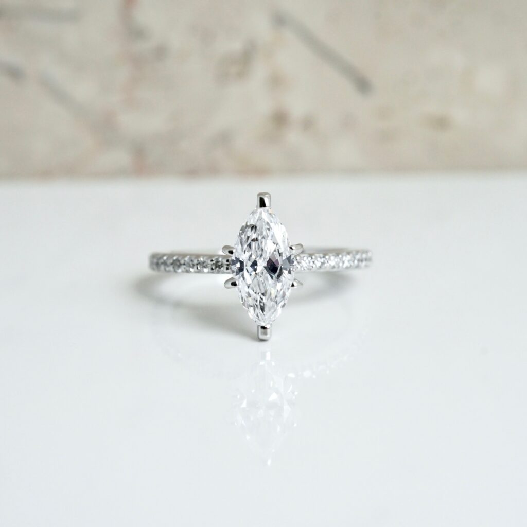 Marquise diamond ring in white gold