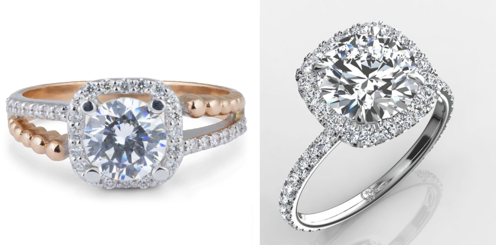 Example of gap in Cushion cut engagement ring