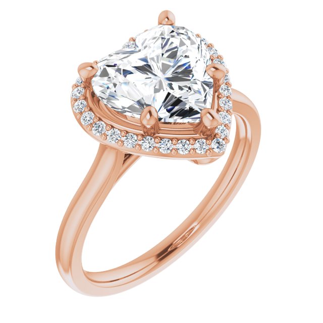 Heart Diamond Halo Engagement Ring in Rose Gold