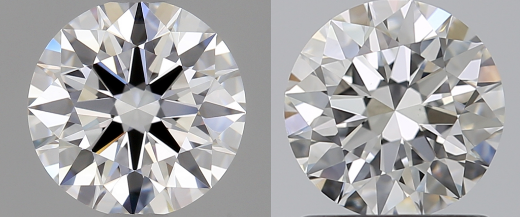 Ideal cut diamond vs not ideal cut side by side comparison