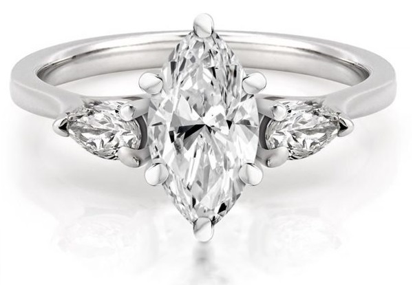 Marquise diamond ring with Maya pear side stones