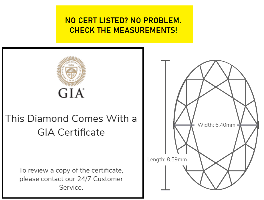 Instructions for comparing a diamond without a GIA cert