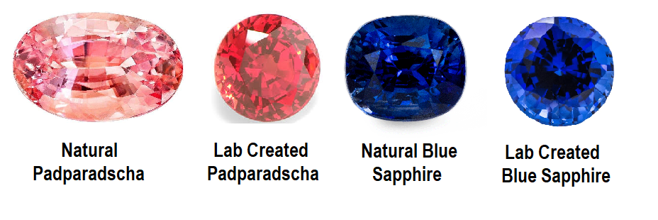 Padparadscha sapphire vs blue sapphire vs lab sapphire