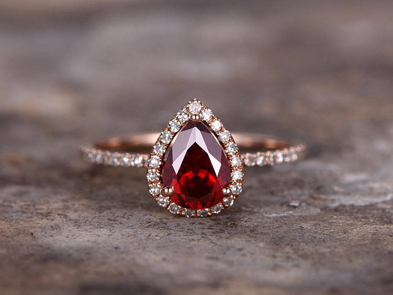 Buy 925 Sterling Silver Red Ruby and American Diamond Solitaire Ring for  Women Girls Online