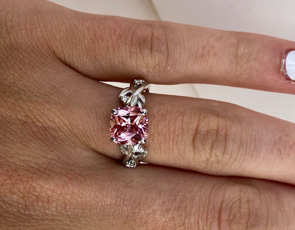 1.00ct Faint Pink Heart Diamond Ring