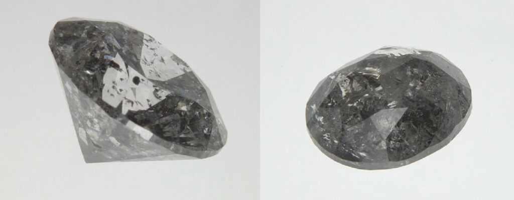 Brilliant vs rose cut salt and pepper diamonds side by side