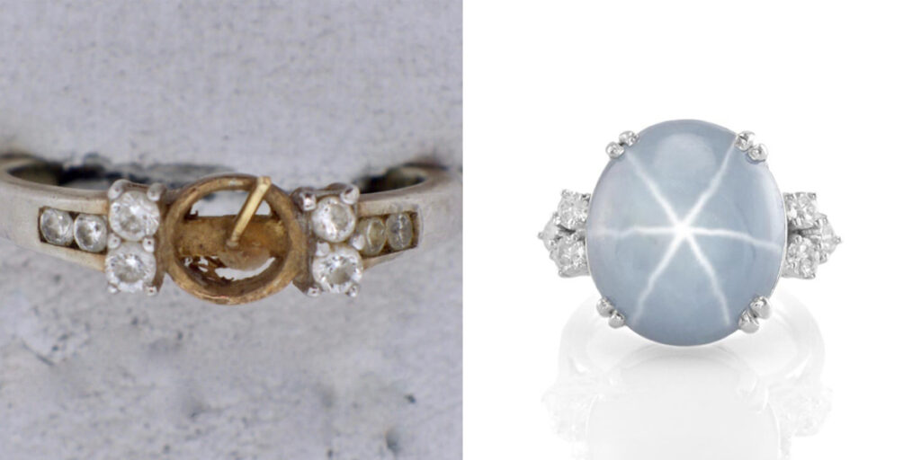 missing pearl center stone compared to star sapphire centerstone