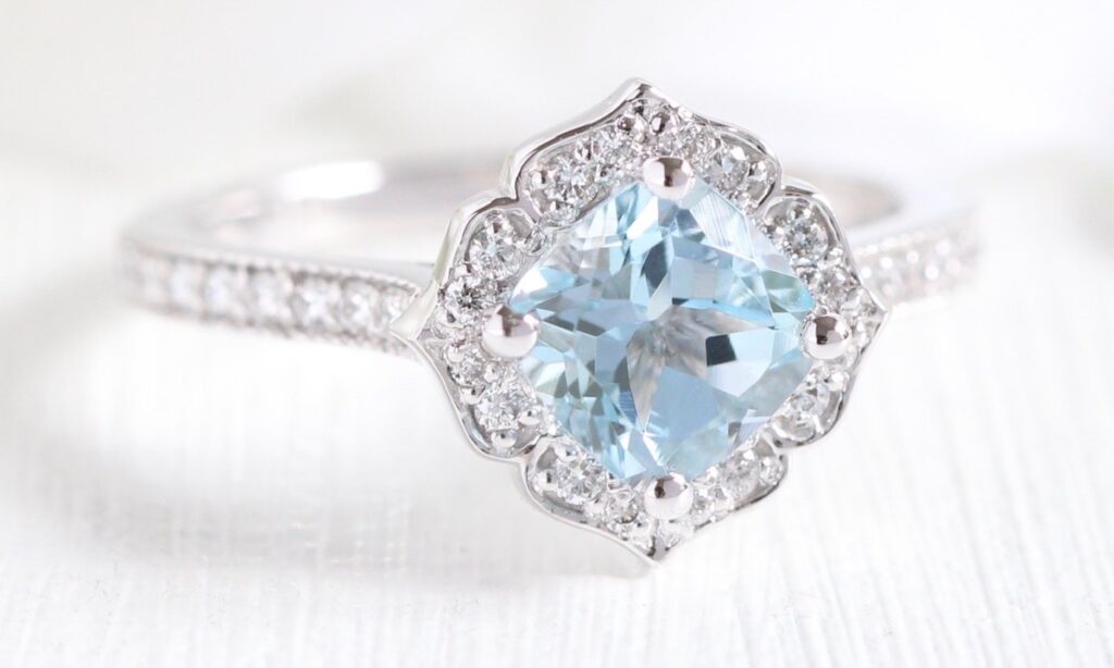 aquamarine engagement ring 7.5 on Mohs Hardness Scale